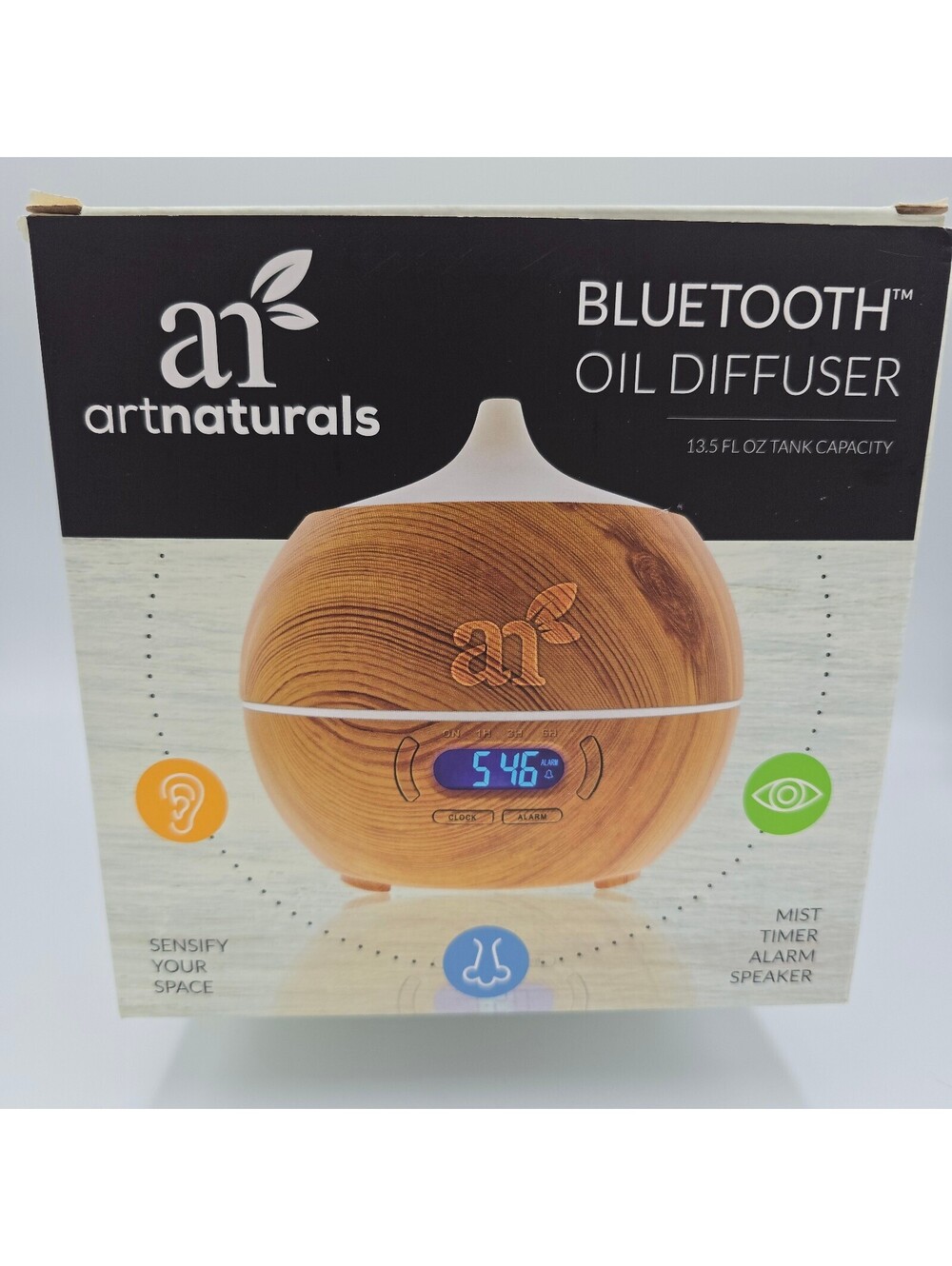 ArtNaturals Bluetooth Essential Oil Diffuser 400ml Speaker Clock Alarm Wood